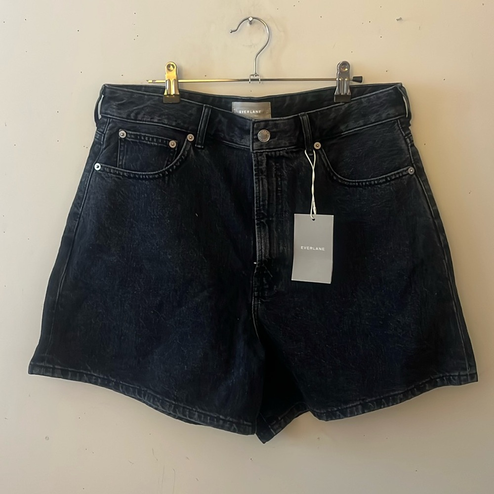 Everlane A line Denim Shorts Storm Black
